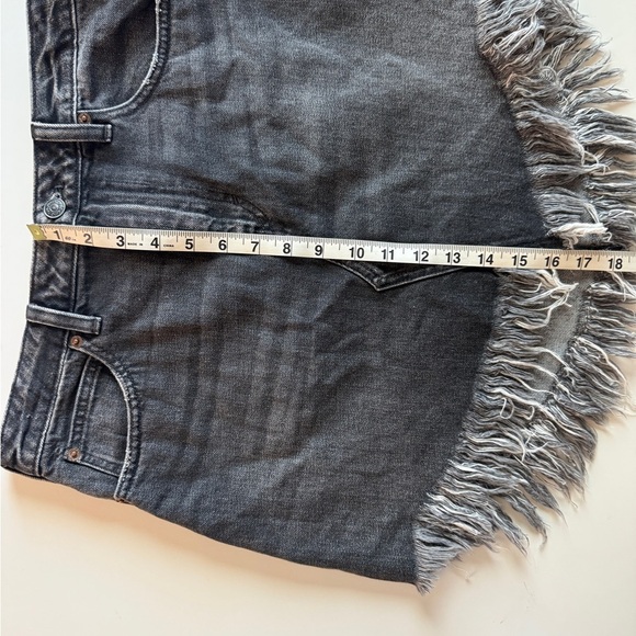 Free People Fringe Fray Western Black Mini Distressed Denim Skirt Women Size 28 - Picture 14 of 14